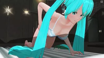 3D HENTAI Hatsune Miku jerks off your cock by the pool