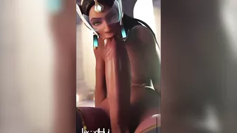 Futanari Pharah self Fellatio