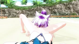 3D HENTAI YURI Schoolgirls have fun on the beach