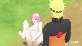 NARUTO UZUMAKI uses JUTSU SHADOW CLONE and fucks SAKURA HARUNO