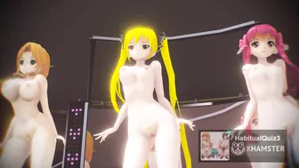 mmd R18 Mian, Riho, Amane, Nonono Ghost Dance BITCH HERO 3D HENTAI