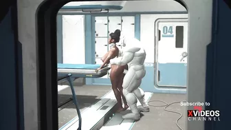 A hot black girl needs a huge cyborg cock in her ass