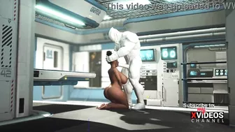 A hot black girl needs a huge cyborg cock in her ass