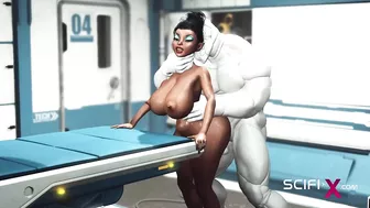 A hot black girl needs a huge cyborg cock in her ass