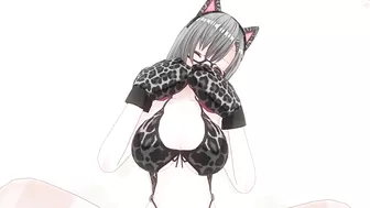 3D HENTAI Neko girl has a gorgeous orgasm and does AHEGAO