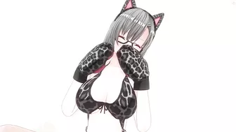 3D HENTAI Neko girl has a gorgeous orgasm and does AHEGAO