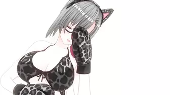 3D HENTAI Neko girl has a gorgeous orgasm and does AHEGAO