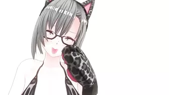 3D HENTAI Neko girl has a gorgeous orgasm and does AHEGAO