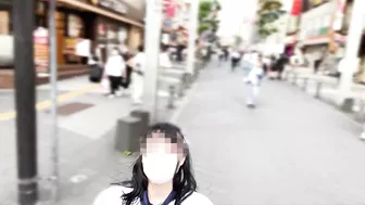 I went running in Ikebukuro with no bra, big tits gym clothes and bloomers and wearing a toy.