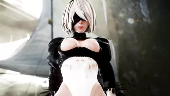 Nier Automata - 2B Riding and Creampied in Camp (4K Animation with Sound)