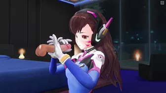 3D HENTAI D.VA jerks off your cock in the penthouse