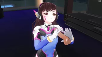 3D HENTAI D.VA jerks off your cock in the penthouse