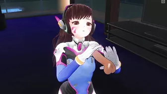 3D HENTAI D.VA jerks off your cock in the penthouse