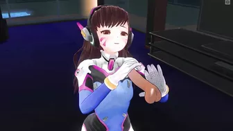 3D HENTAI D.VA jerks off your cock in the penthouse