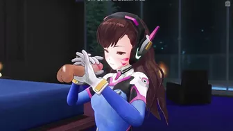 3D HENTAI D.VA jerks off your cock in the penthouse