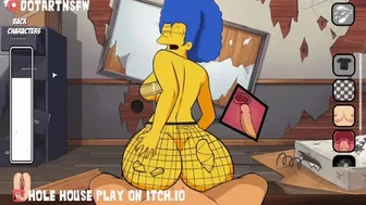 Hole House Game - Marge Simpson Riding Reverse Cowgirl (Back View)