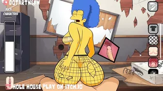 Hole House Game - Marge Simpson Riding Reverse Cowgirl (Back View)