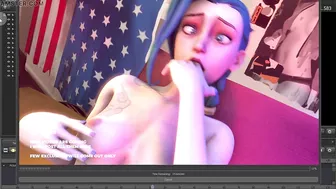 COMING SOON - uwu warner - blue hair girl jinx fingering and masturbates in her bedroom