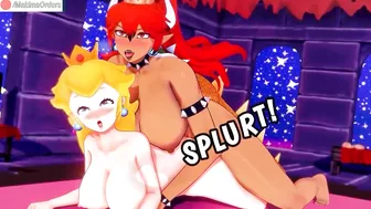 Princess Peach Hard Fucked with Futanari Bowsette Until Creampie