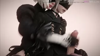 NieR Automata - 2B DULCE PLACER SEXUAL (3D HENTAI PORN, HANDJOB, BIG DICK) by MagMallow