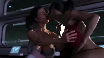 Hot lesbian night kissing