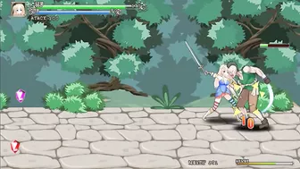 Blonde princess has sex with men in Iris in wonderland hentai gameplay