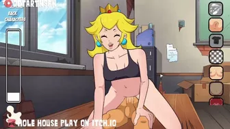 Princess Peach Riding Reverse Cowgirl Creampie Front View - Hole House