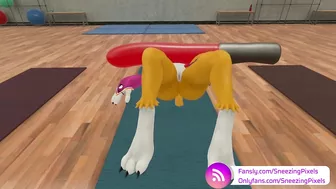 VR Pornstar Sneezing Pixels Lifting Massive Cock at the Gym