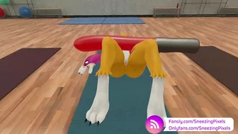 VR Pornstar Sneezing Pixels Lifting Massive Cock at the Gym