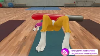 VR Pornstar Sneezing Pixels Lifting Massive Cock at the Gym