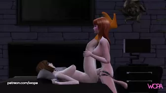 Scooby-Doo characters having lesbian sex in front of their husbands