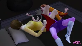 Scooby-Doo characters having lesbian sex in front of their husbands