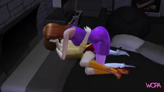 Scooby-Doo characters having lesbian sex in front of their husbands