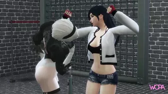 Nier Automata 2B sexually dominating Tifa Lockhart