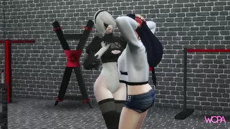 Nier Automata 2B sexually dominating Tifa Lockhart