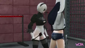 Nier Automata 2B sexually dominating Tifa Lockhart