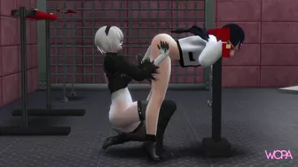 Nier Automata 2B sexually dominating Tifa Lockhart