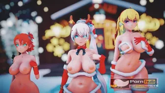 mmd r18 ITZY WANNABE Ruby Weiss Blake Yang Nora Bikini Santa Outfit 3d hentai