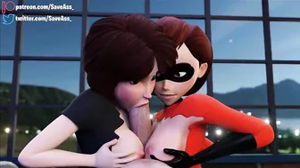 Elastigirl fucked by two huge cocks - Step Aunt Cass and Helen Parr Hard Rough Sex (Anal Creampie, Hard Anal Sex) by Sav