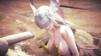 Angewomon Deepthroat Blowjob : Digimon Hentai Parody