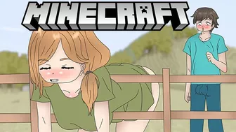 Alex is stuck in the fence in front of Steve ! Minecraft hentai porn (2d cartoon )