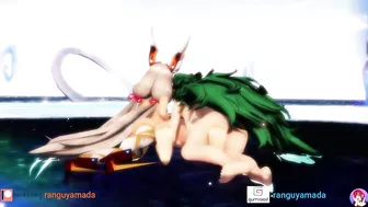 MMD R18 Nia x Sothis Double Blowjob