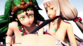 MMD R18 Nia x Sothis Double Blowjob