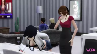 Tifa Lockhart and Aerith Gainsborough having sex while their boyfriends watch sports