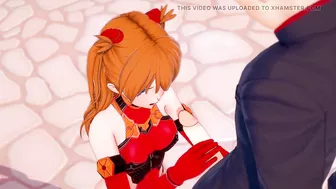 Asuka Handjob and Blowjob : Neon Genesis Evangelion Hentai Parody