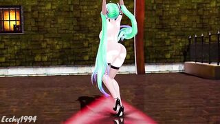 Hentai Thicc Miku Nude Dance Bass Knight Mmd - Emerald Hair Color Edit Smixix