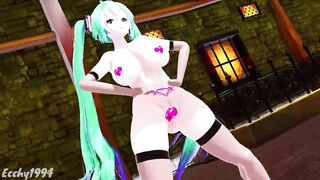 Hentai Thicc Miku Nude Dance Bass Knight Mmd - Emerald Hair Color Edit Smixix