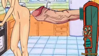 Fuck machine in the kitchen Cartoon porn sex machine toy