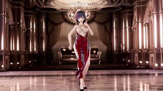 Honkai Impact Mei Raiden Sex and Dance Red Apron Color Edit Smixix