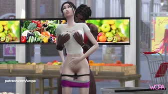 Bride enjoying the last days before getting married. Sex in the supermarket - interracial cheating